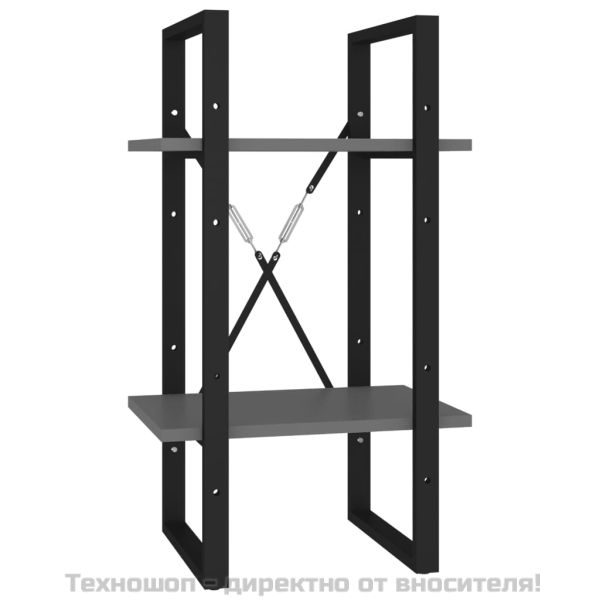 2-етажна библиотека, сива, 40x30x70 см, инженерно дърво