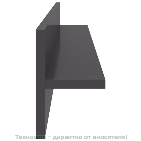 Стенни рафтове, 2 бр, сив гланц, 80x11,5x18 см, инженерно дърво