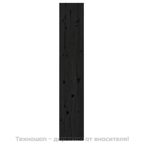 Библиотека/разделител за стая, черна, 60x30x167,5 см, бор масив