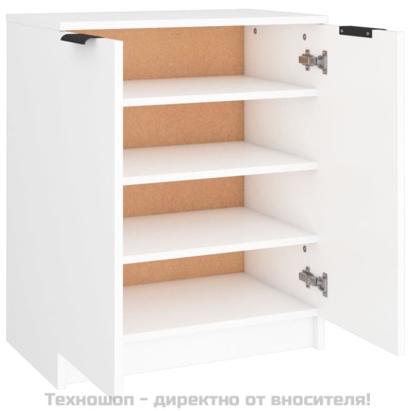 Шкаф за обувки, бял, 59x35x70 см, инженерно дърво