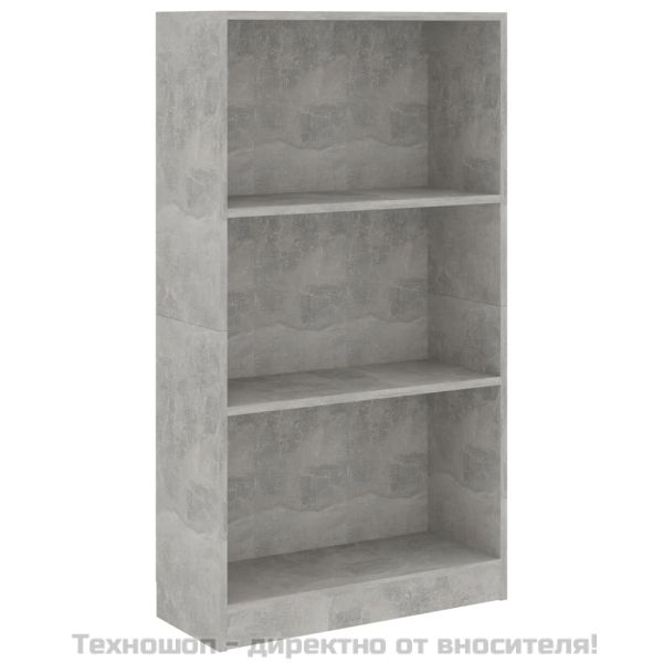 3-етажна библиотека бетонно сива 60x24x109 см инженерно дърво