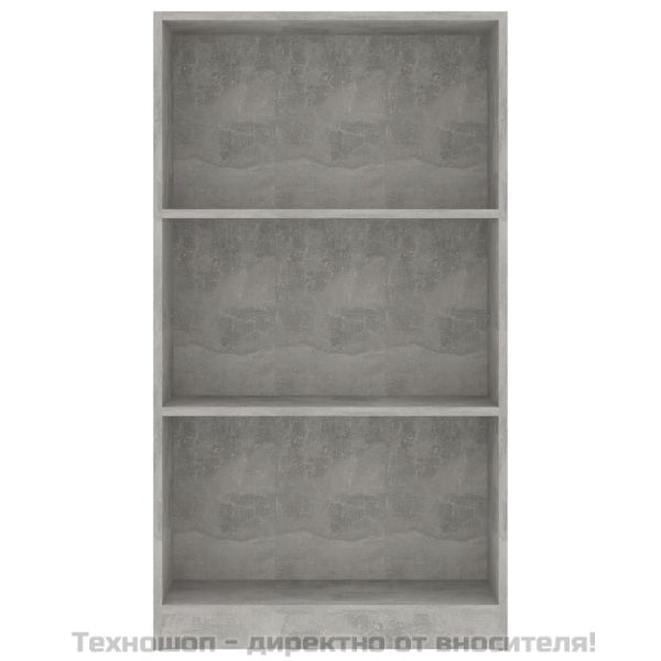 3-етажна библиотека бетонно сива 60x24x109 см инженерно дърво