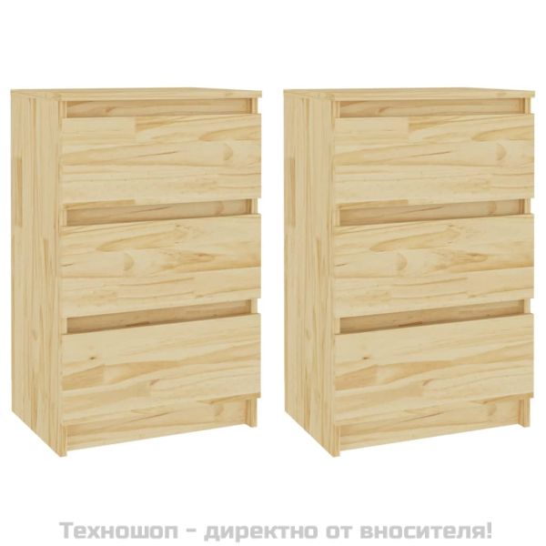 Нощни шкафчета, 2 бр, 40x29,5x64 см, бор масив