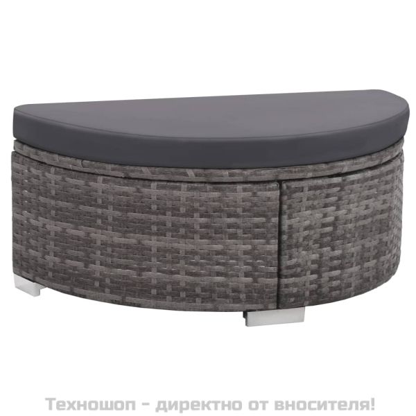 Градински комплект с възглавници, 8 части, полиратан, сив