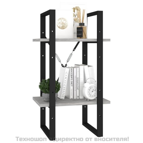 2-етажна библиотека, бетонно сива, 40x30x70 см, инженерно дърво