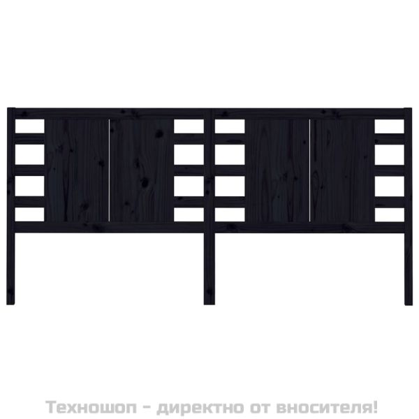 Табла за спалня, черна, 206x4x100 см, бор масив
