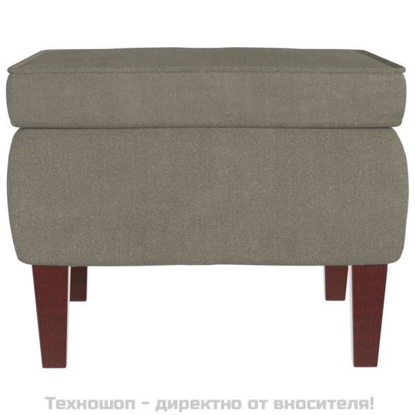 Табуретка с дървени крака, светлосива, кадифе