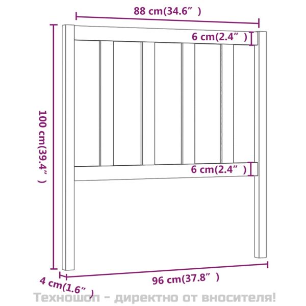 Горна табла за легло, сива, 96x4x100 см, бор масив