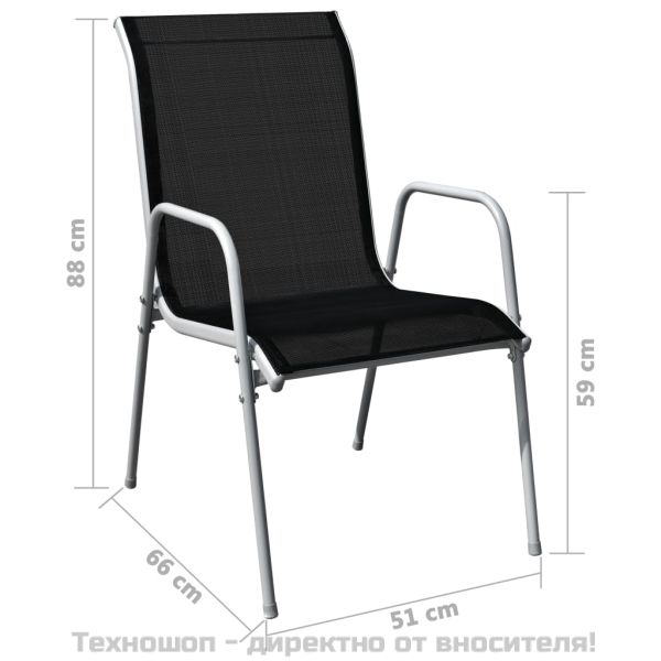 Градински трапезен комплект, 5 части, стомана, черен