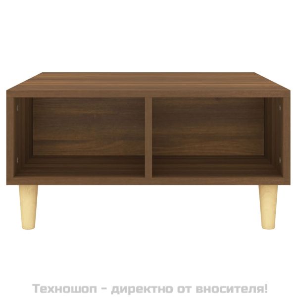 Кафе маса, кафяв дъб, 60x60x30 см, инженерно дърво