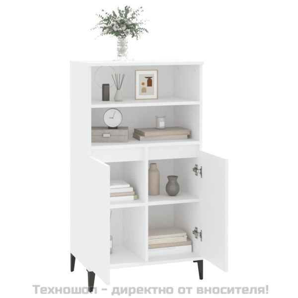 Висок шкаф, бял, 60x36x110 см, инженерно дърво