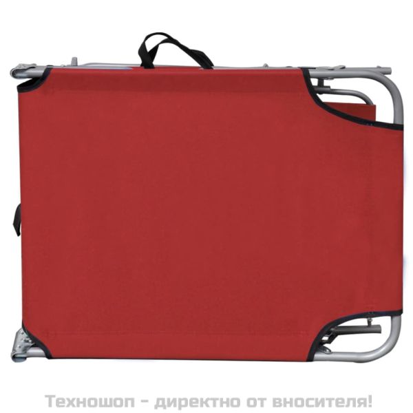 Сгъваем шезлонг с козирка, стомана и текстил, червен