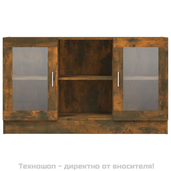 Шкаф витрина, опушен дъб, 120x30,5x70 см, инженерно дърво