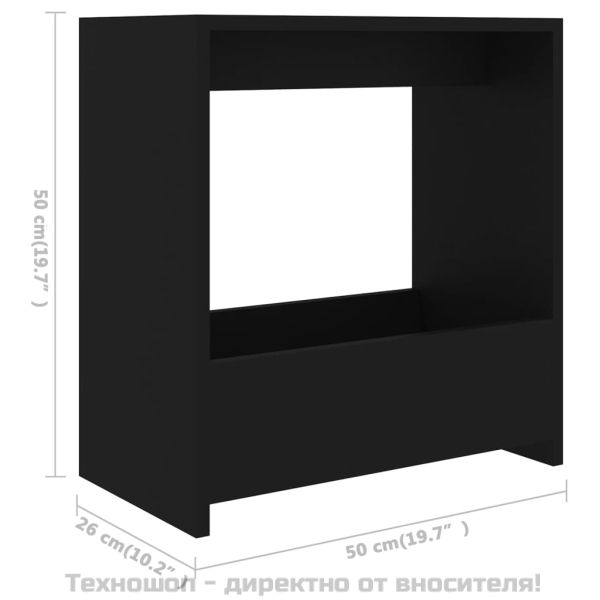 Помощна маса, черна, 50x26x50 см, инженерно дърво