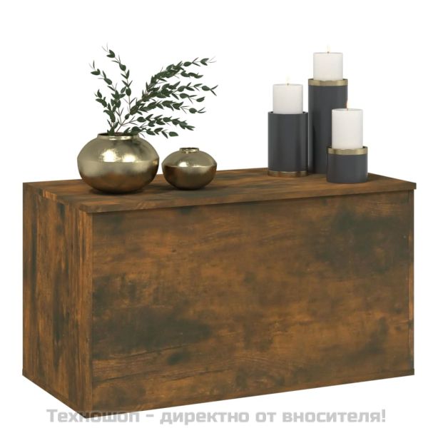 Сандък за съхранение, опушен дъб, 84x42x46 см, инженерно дърво