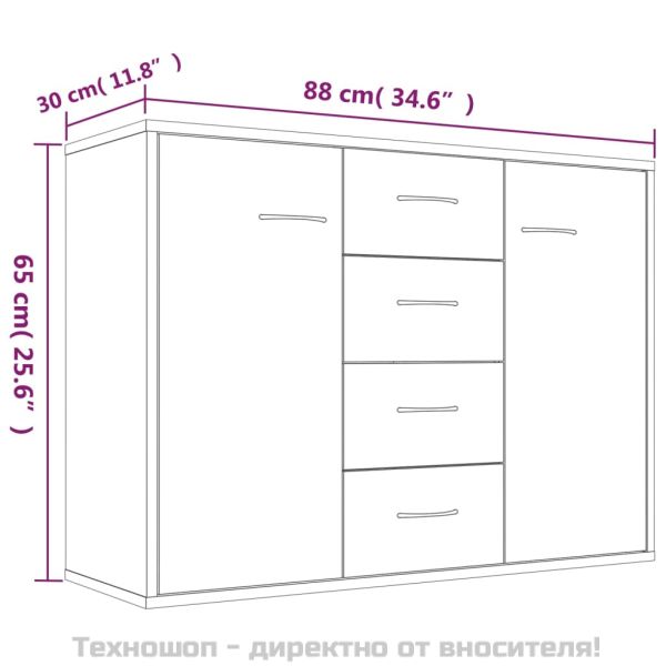 Сайдборд, сив сонома, 88x30x65 см, инженерно дърво