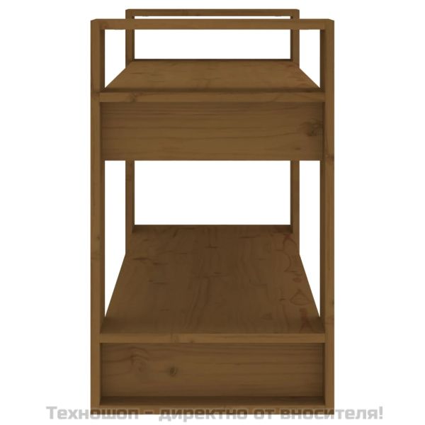 Библиотека/разделител за стая, меденокафява, 80x35x56,5 см, бор