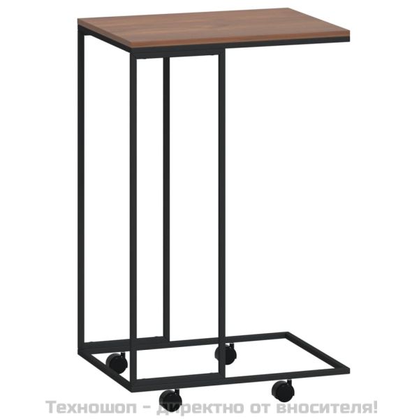 Помощна маса с колелца черна 40x30x63,5 см инженерно дърво