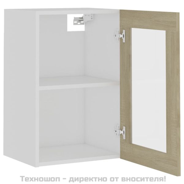 Висящ стъклен шкаф "Lyon", дъб сонома, 40x31x60 см, инженерно дърво