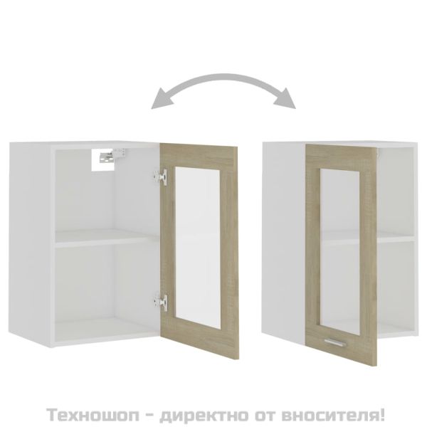 Висящ стъклен шкаф "Lyon", дъб сонома, 40x31x60 см, инженерно дърво