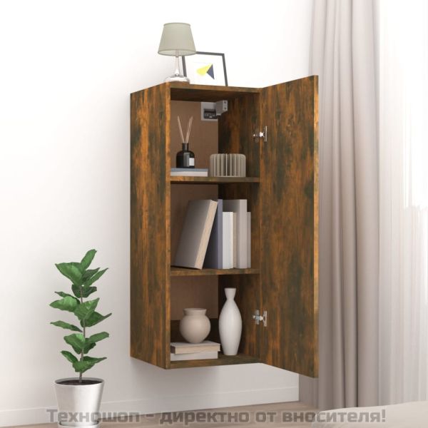 Стенен шкаф, опушен дъб, 34,5x34x90 см, инженерно дърво