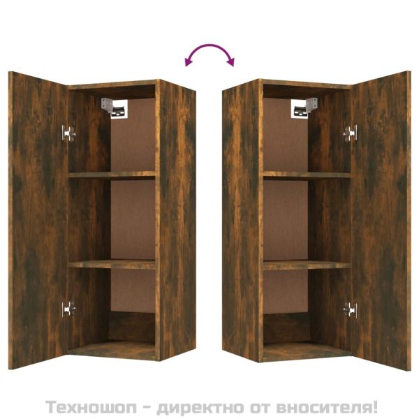 Стенен шкаф, опушен дъб, 34,5x34x90 см, инженерно дърво