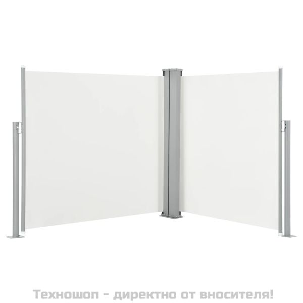 Прибираща се странична тента, кремава, 100x600 см