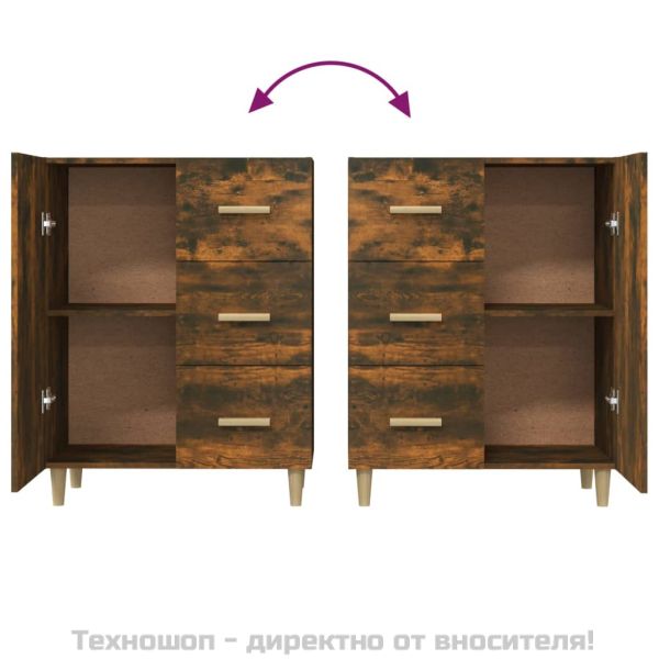 Сайдборд, опушен дъб, 69,5x34x90 см, инженерно дърво