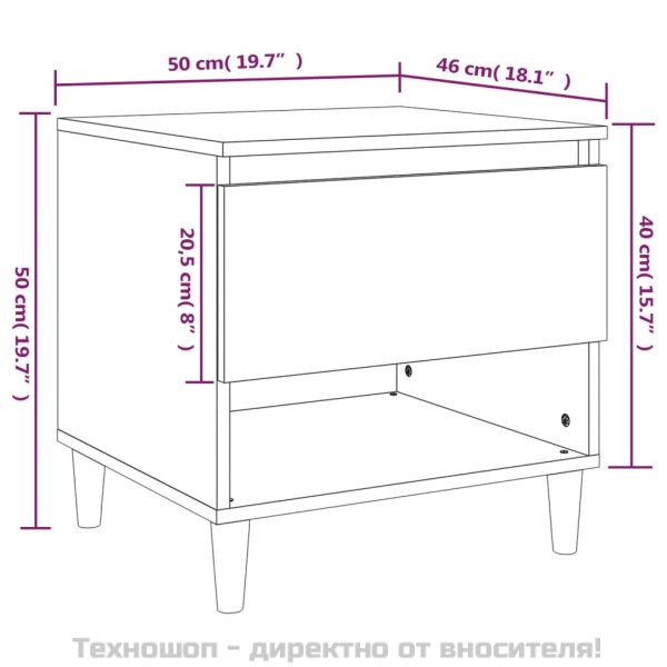Нощни масички, 2 бр, бял гланц, 50x46x50 см, инженерно дърво