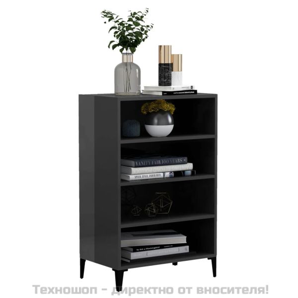 Бюфет, сив гланц, 57x35x90 см, инженерно дърво