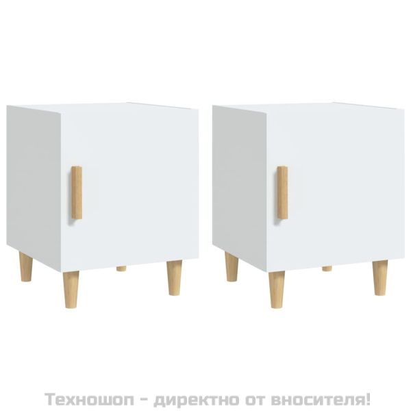 Нощни шкафчета, 2 бр, бели, инженерно дърво