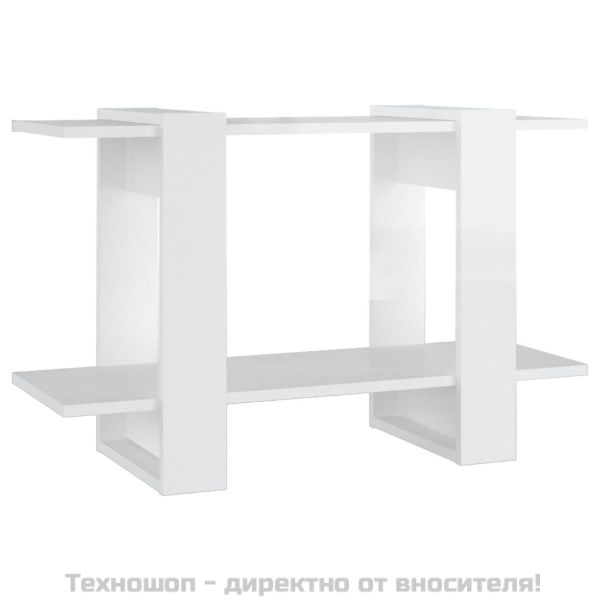 Библиотека/разделител за стая, бял гланц, 80x30x51 см