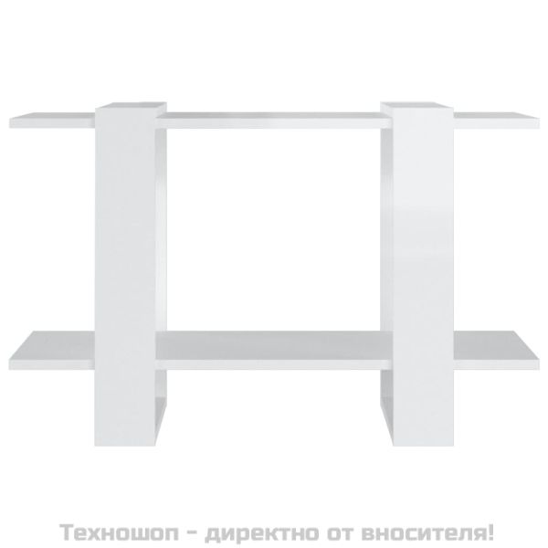 Библиотека/разделител за стая, бял гланц, 80x30x51 см