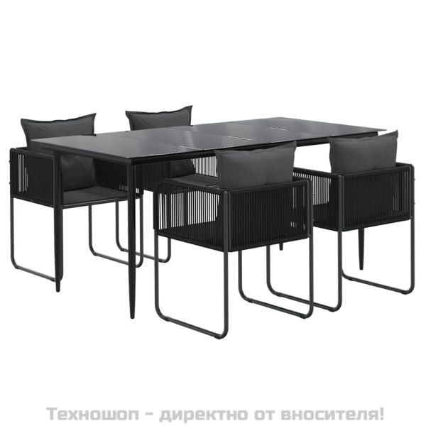 Градински трапезен комплект, 5 части, черен