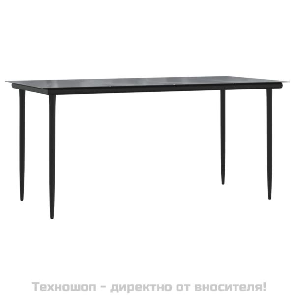 Градински трапезен комплект, 5 части, черен