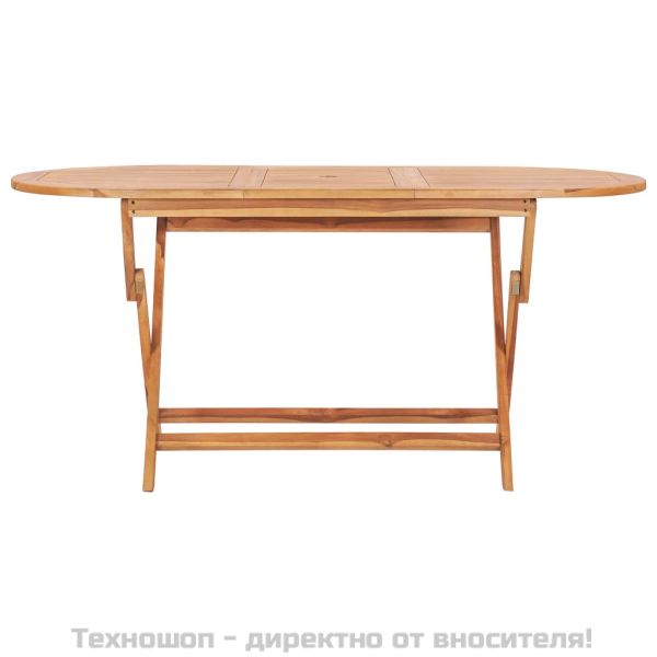 Сгъваема градинска маса, 160x80x75 см, тиково дърво масив