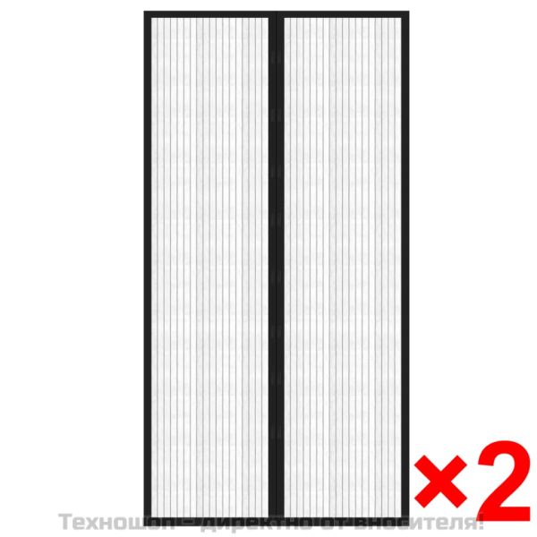 Врата против насекоми с велкро и магнит, 2 бр, черна, 210x100см