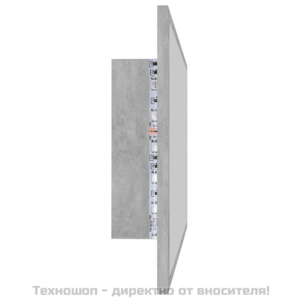 LED огледало за баня, бетонно сиво, 80x8,5x37 см, акрил