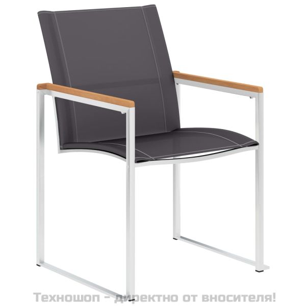 Градински столове, 4 бр, textilene и неръждаема стомана, сиви