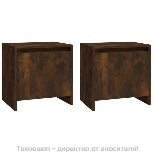 Нощни шкафчета 2 бр опушен дъб 45x34x44,5 см инженерно дърво
