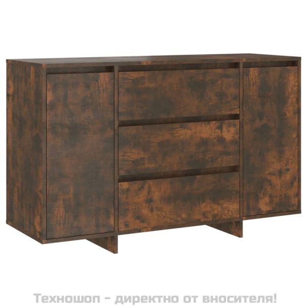 Бюфет с 3 чекмеджета, опушен дъб, 120x41x75 см, инженерно дърво