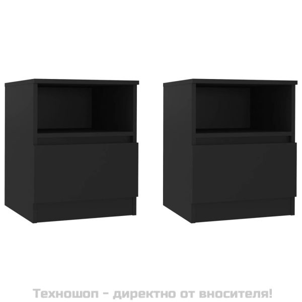 Нощни шкафчета, 2 бр, черни, 40x40x50 см, инженерно дърво