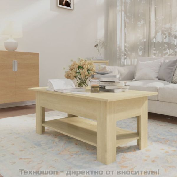 Кафе маса, дъб сонома, 102x55x42 см, инженерно дърво