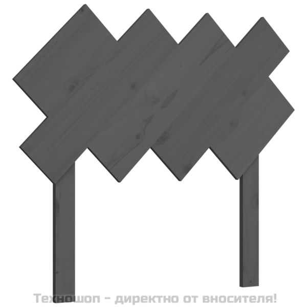 Горна табла за легло, сива, 92x3x81 см, бор масив