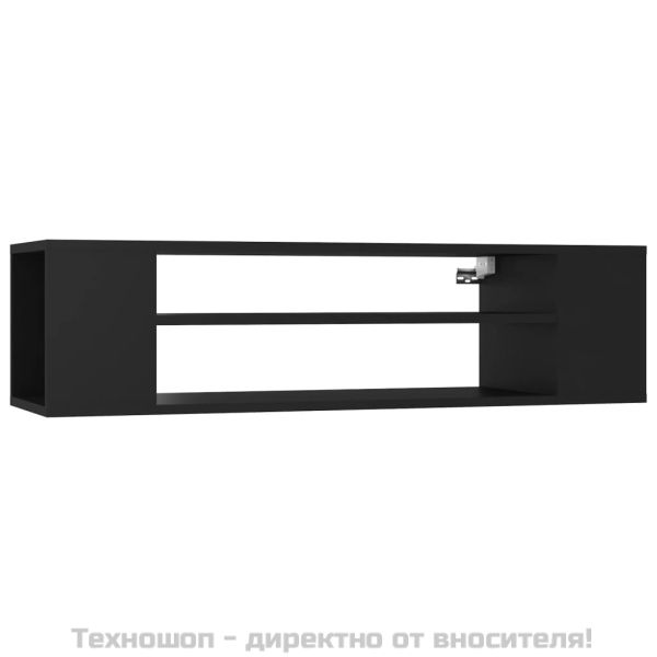 Окачен TВ шкаф, черен, 100x30x26,5 см, инженерно дърво