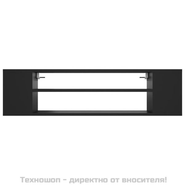 Окачен TВ шкаф, черен, 100x30x26,5 см, инженерно дърво