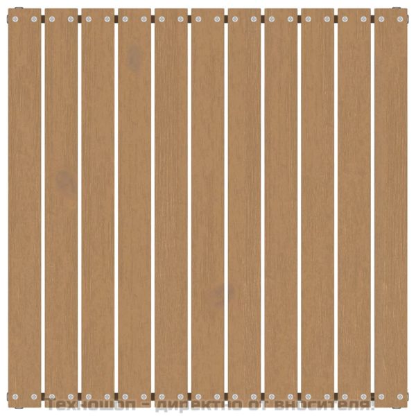 Градинска табуретка с меденокафява възглавница, бор масив