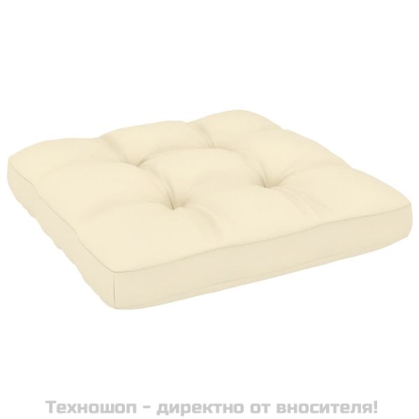 Градинска табуретка с меденокафява възглавница, бор масив