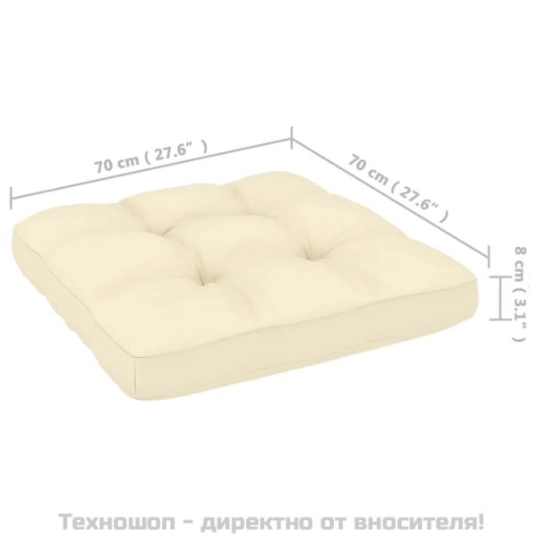 Градинска табуретка с меденокафява възглавница, бор масив