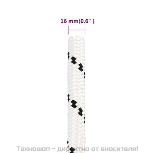 Плетено въже за лодка бяло 16 мм x 50 м полиестер